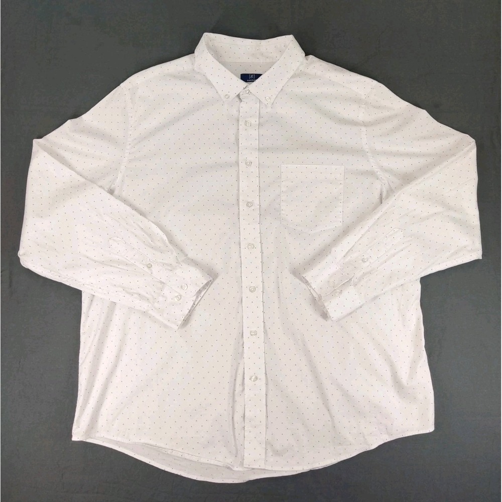 George Men's Long Sleeve Poplin‎ Button-Up Shirt White Size 2XL